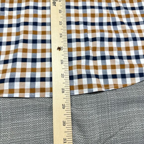 Butter Cloth Shirt Mens Large Blue Check‎ Contrasting Flip Cuff Lightweight - Picture 10 of 13
